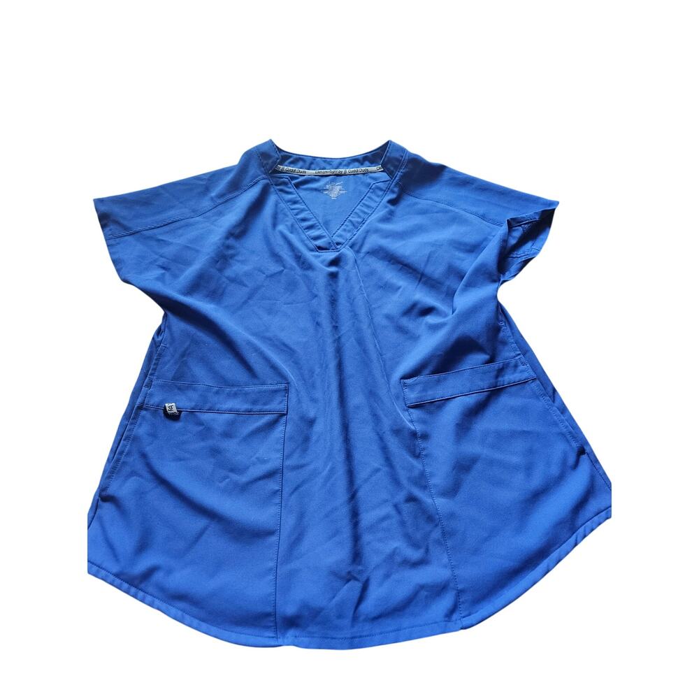 Cuddl Duds Womens V Neck Blue Scrub Top Size Medium